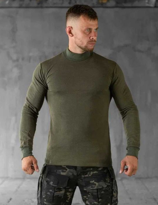 Військовий утеплений гольф на байці олива армійська тепла водолазка