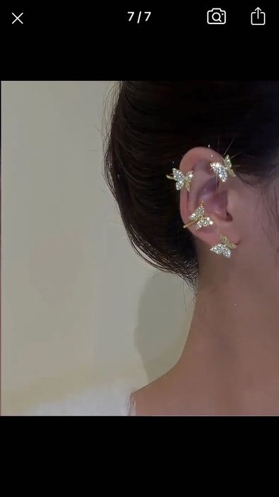 Золотые і срібні  клипсы - каффи, метелики 1 шт + олх доставка