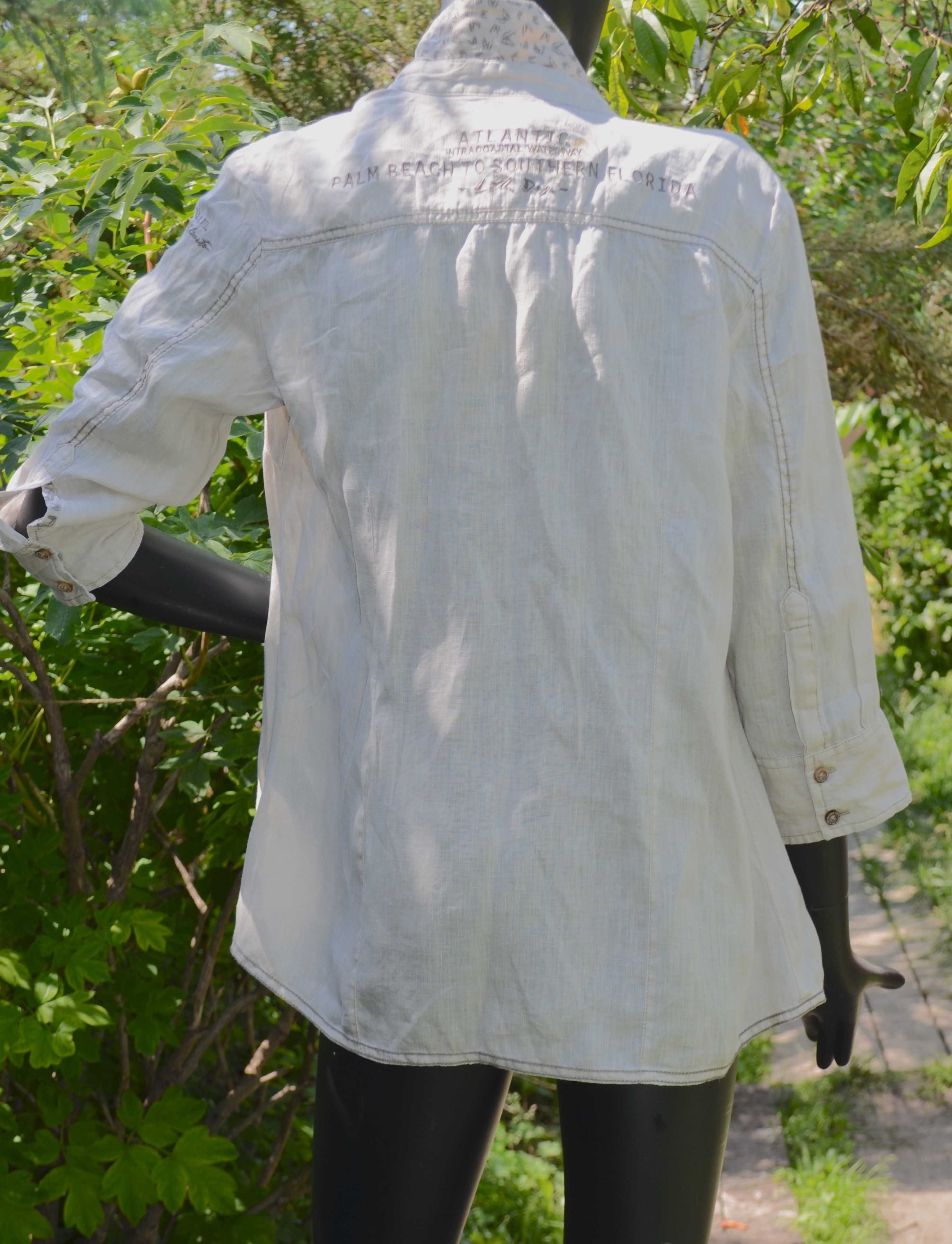 Шикарная женская льняная рубашка натурального цвета