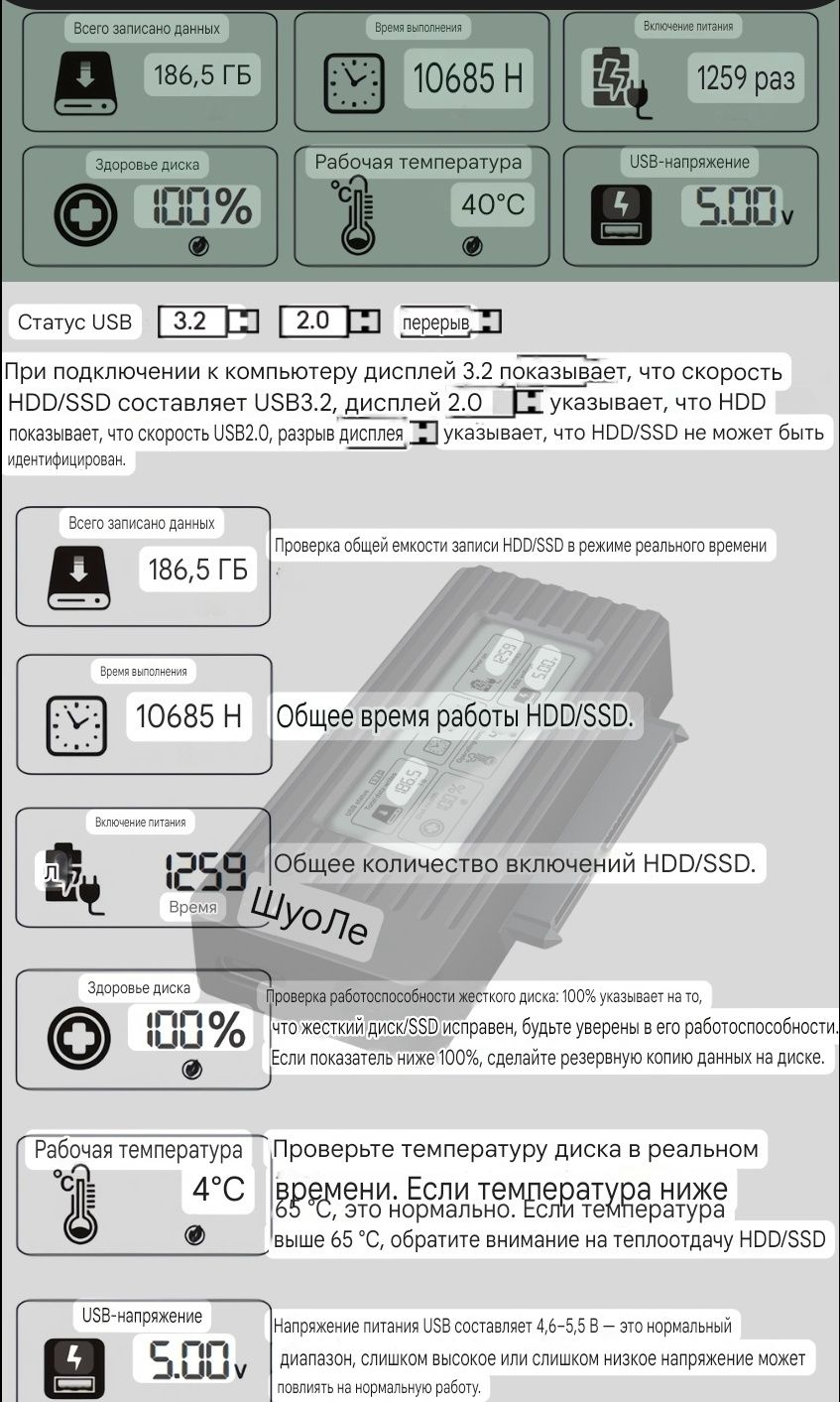 Адаптер, переходник usb 3.2 на SATA, HDD, SSD 3,5 2,5 жёсткий диск,хаб