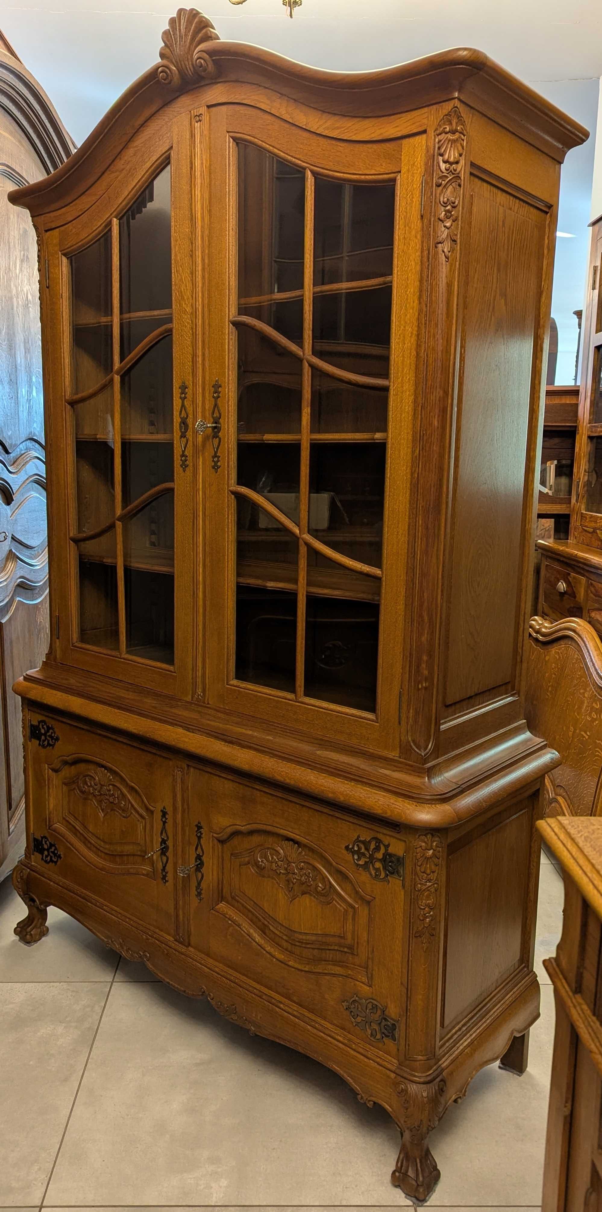 Piękna dębowa witryna,biblioteka na lwich łapach-sklep DąbrowaGórnicza