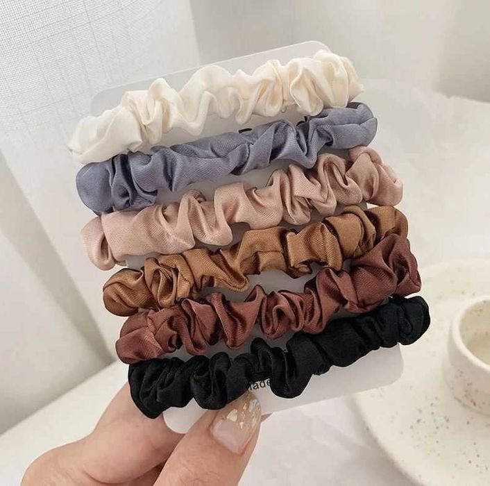 Gumki do włosów zestaw mini scrunchies 6 sztuk