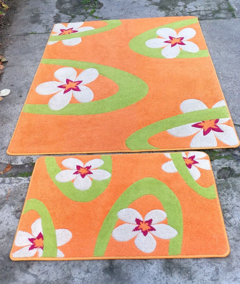 Komplet 2 dywany w kwiaty