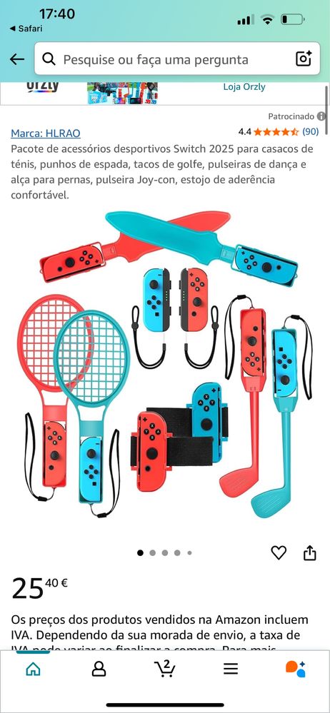 Nintendo switch SPORTS + kit de acessórios