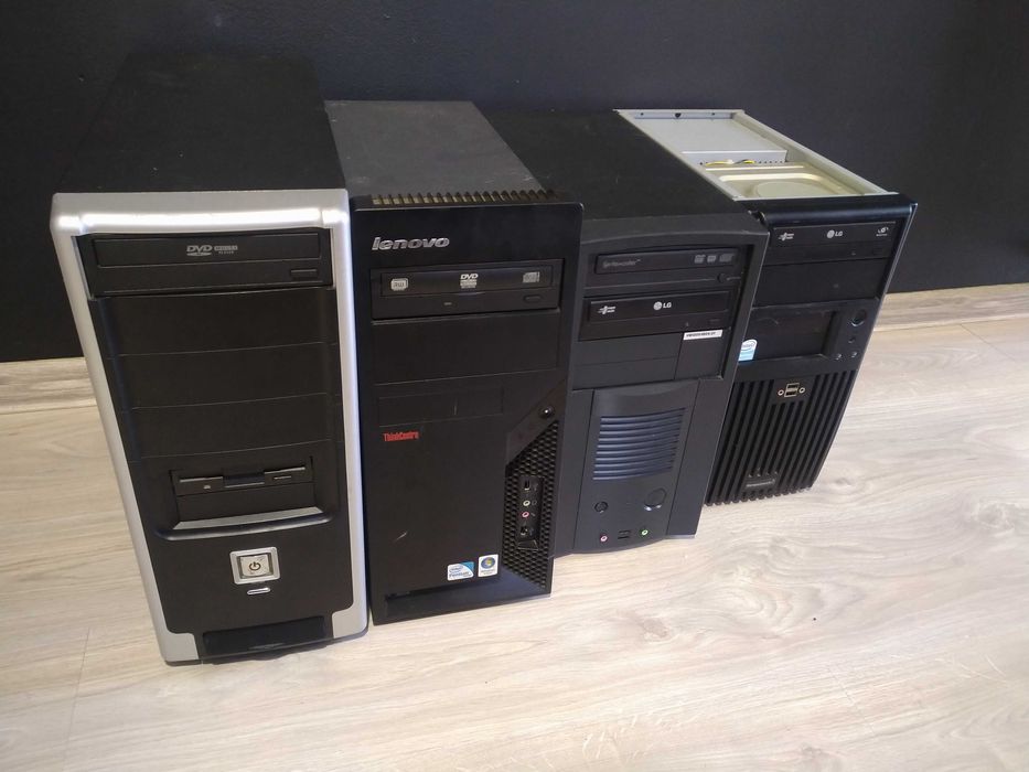 Retro komputery stacjonarne 4 sztuki windows Xp, windows 7 Cena za 4