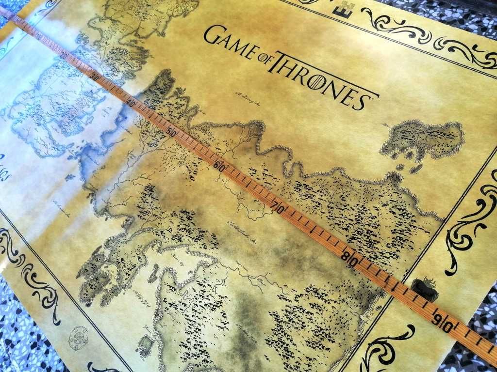 Plakat 92x61cm - Gra o Tron - Mapa Essos i Westeros - game of thrones