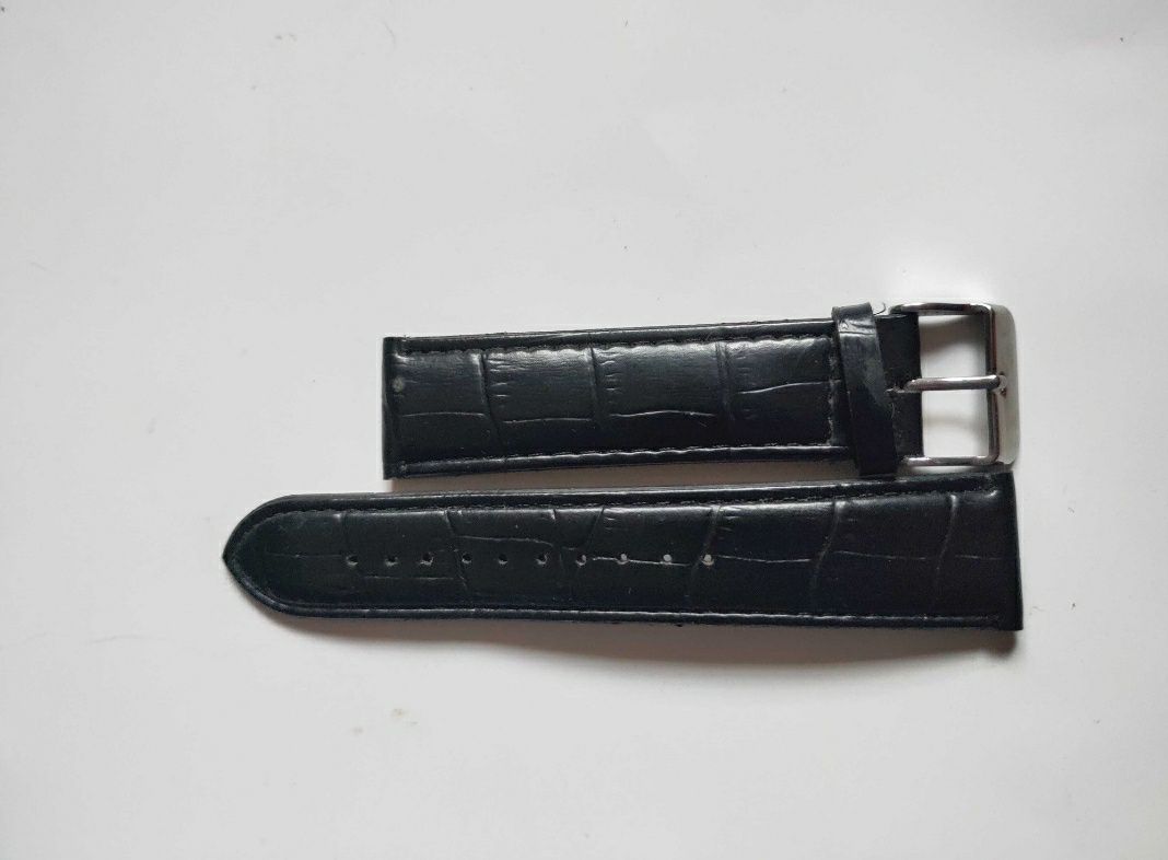 Чёрный ремешок для часов имитация кожи браслет для годиника 20 см