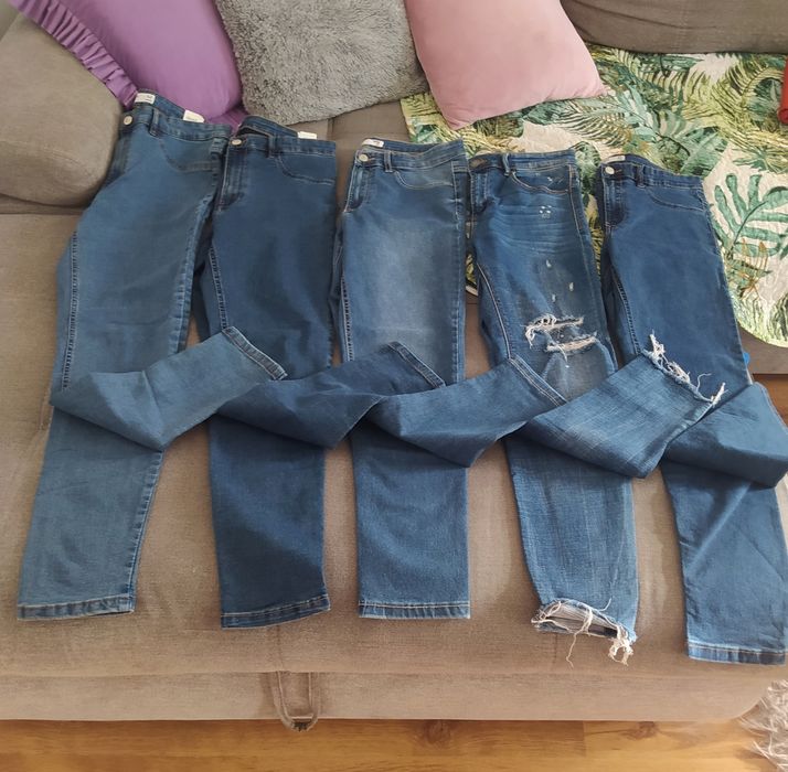 5 par jeansów,rurki ,średni stan 42, Stradivarius, Sinsay