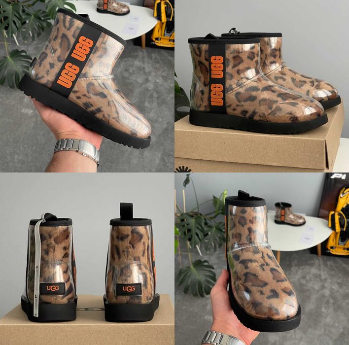 Женские сапоги UGG Classic Clear Mini Boot Leopard 36-41 Натур Овчина!