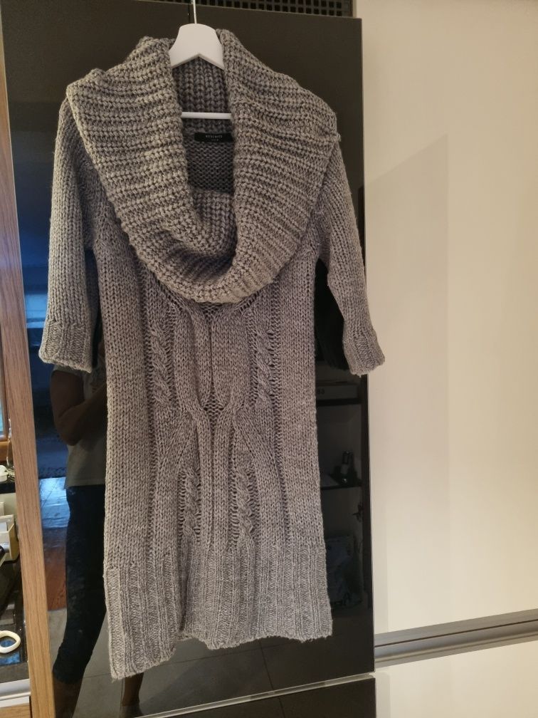 J NOWY Długi sweter 38 RESERVED sukienka dzianinowa sweterek blezer