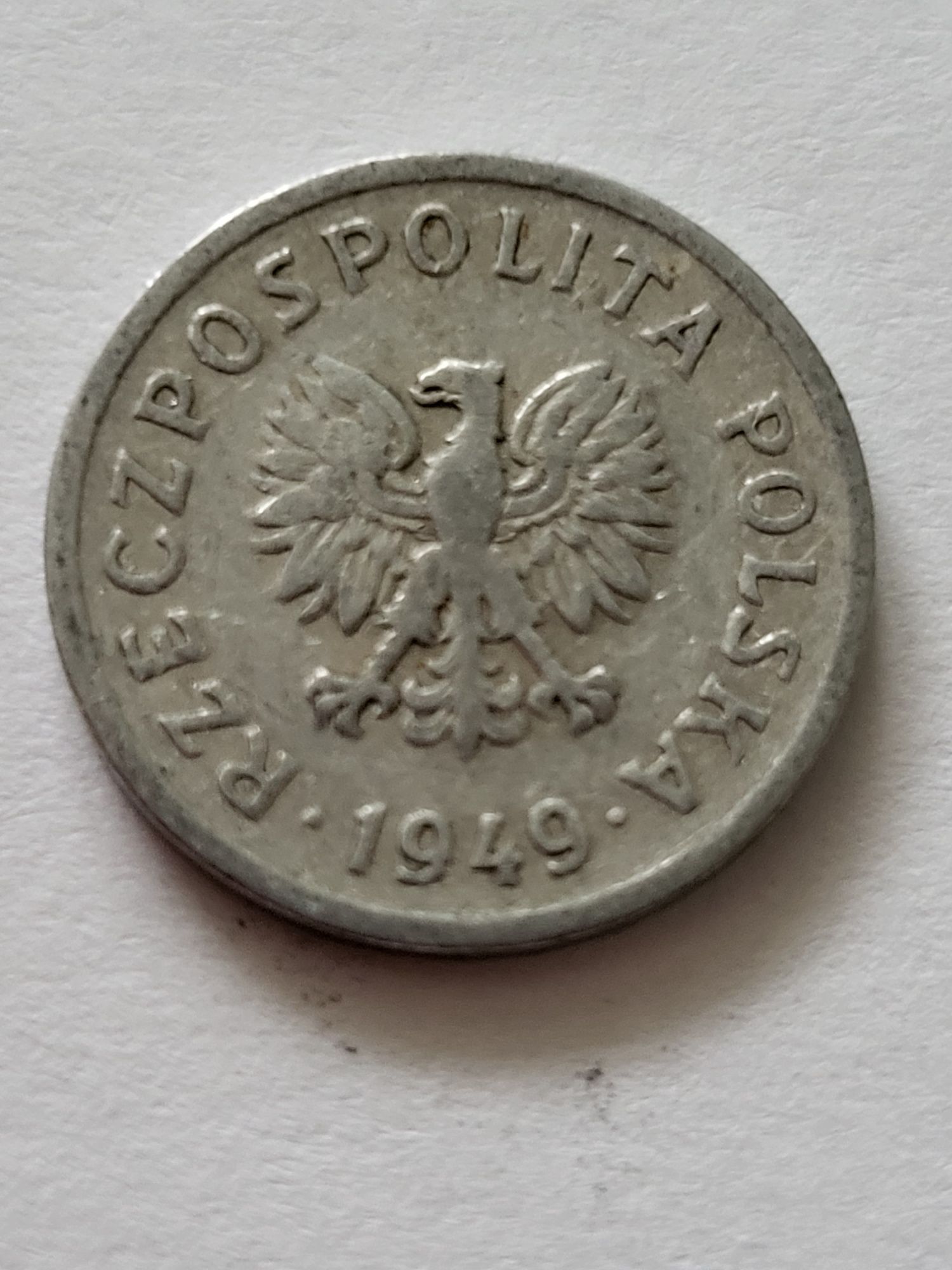 Moneta 10 gr. Z roku 1949