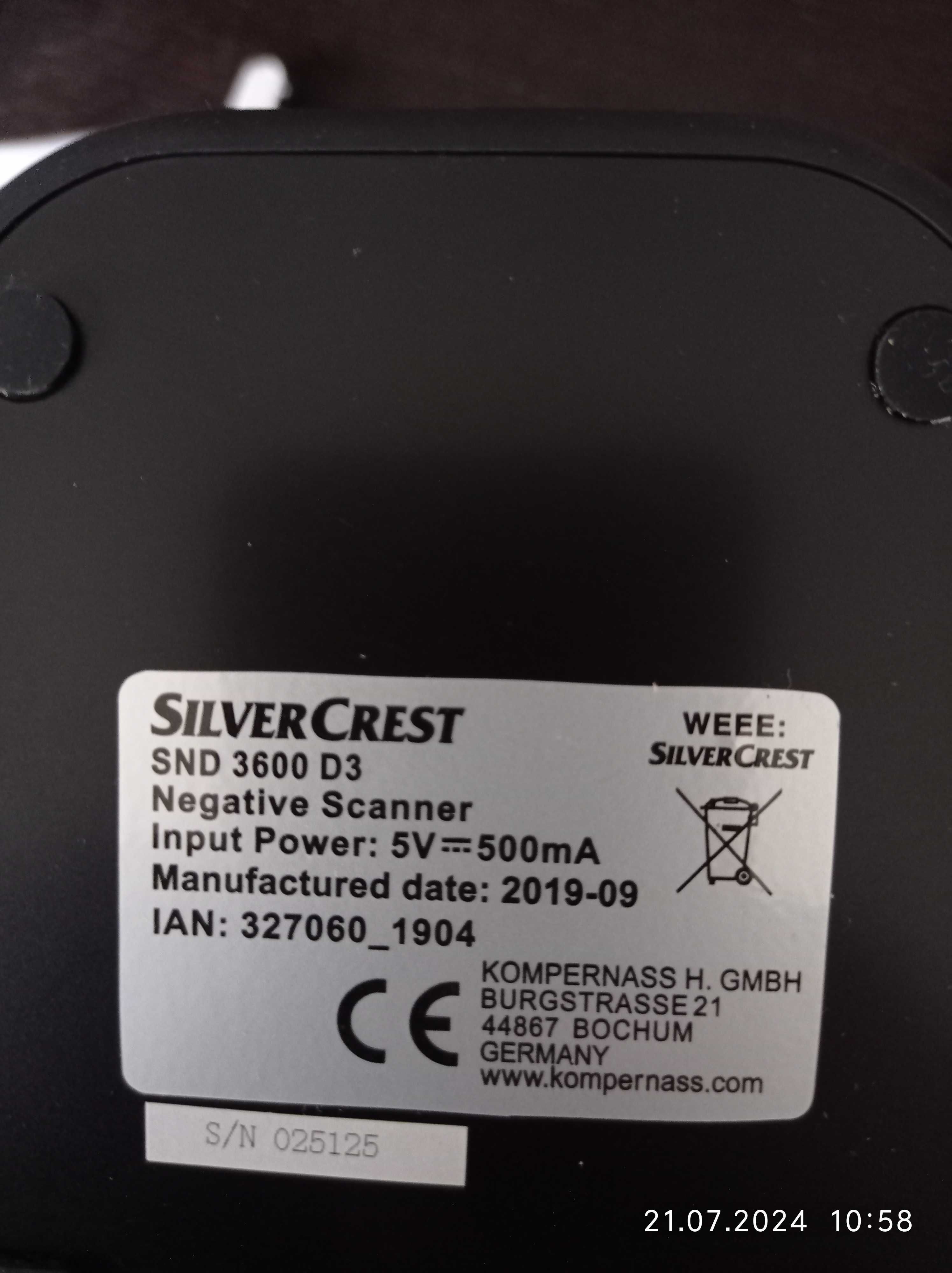 Сканер фотоплівак Silver Crest SND 3600 D3