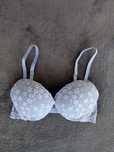 70B, H&M, koronkowy biustonosz push-up,  jasnoniebieski