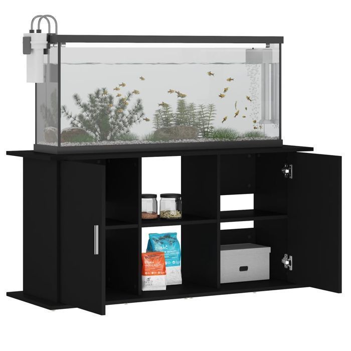 Szafka pod akwarium czarna, 121x41x58 cm, elegancka i funkcjonalna