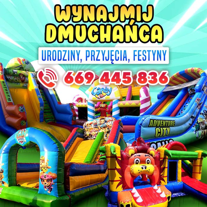 Wynajmę Dmuchańce Dmuchaniec Zamek Zjeżdzalnie Zoo Psi Patol Candy