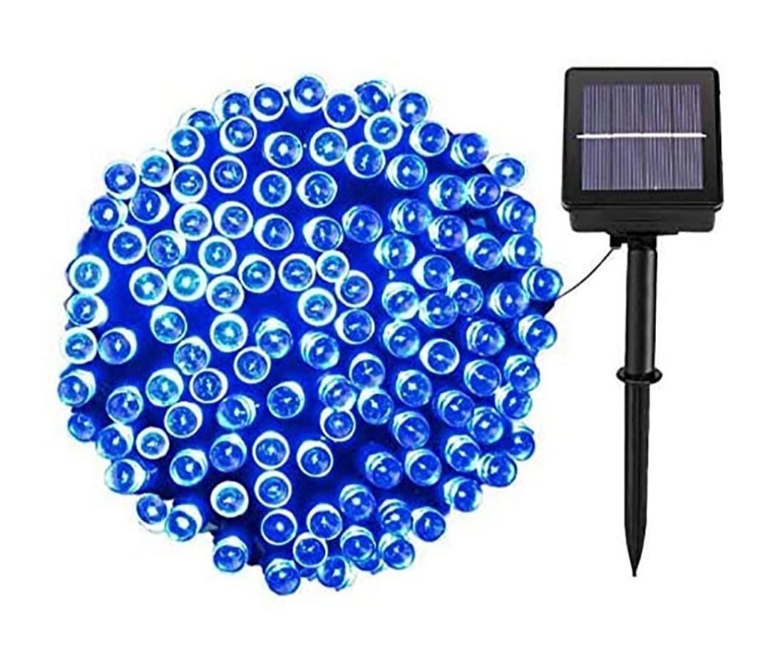 Lampki solarne niebieskie 100 led 12m ledowe ogrodowe choinkowe