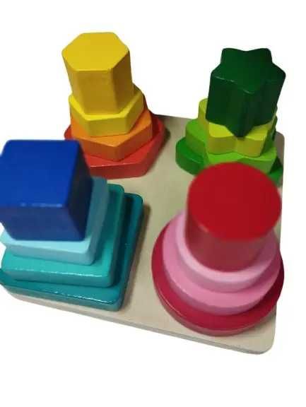 Дерев'яна розвиваюча іграшка геопірамідки сортер,Монтессорі сортер дер