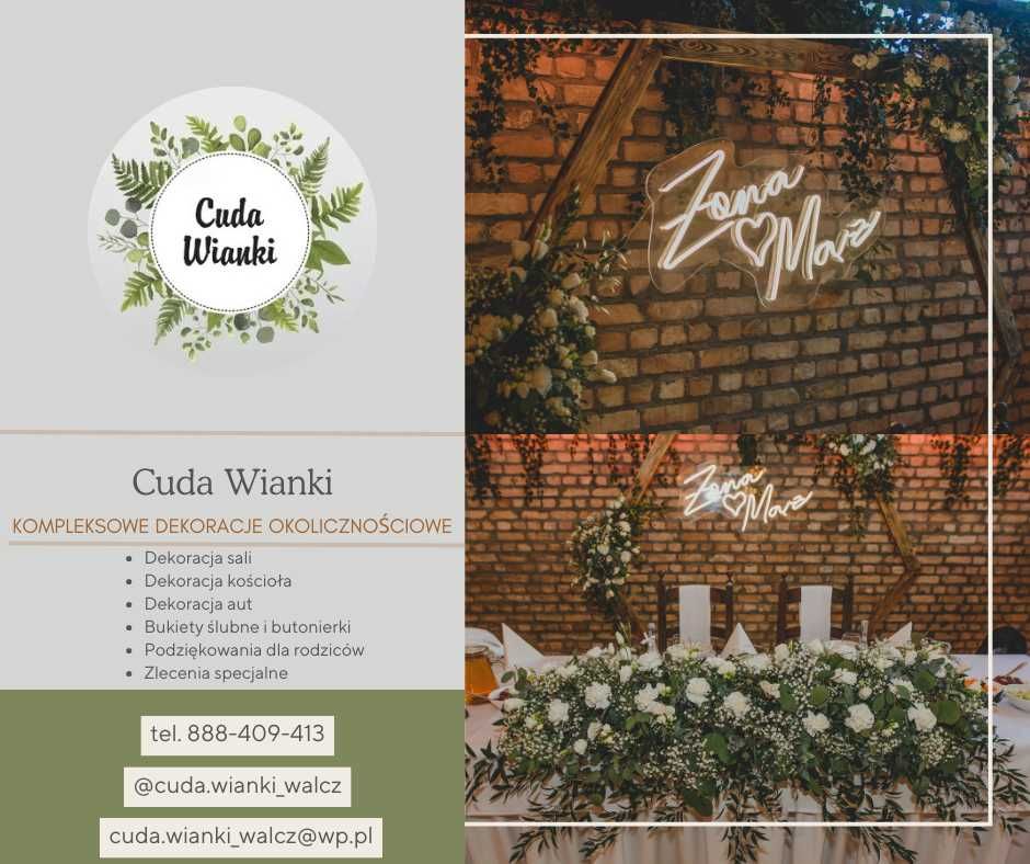 Dekoracje weselne ślub kościół auto bukiet dekoratorka florystka