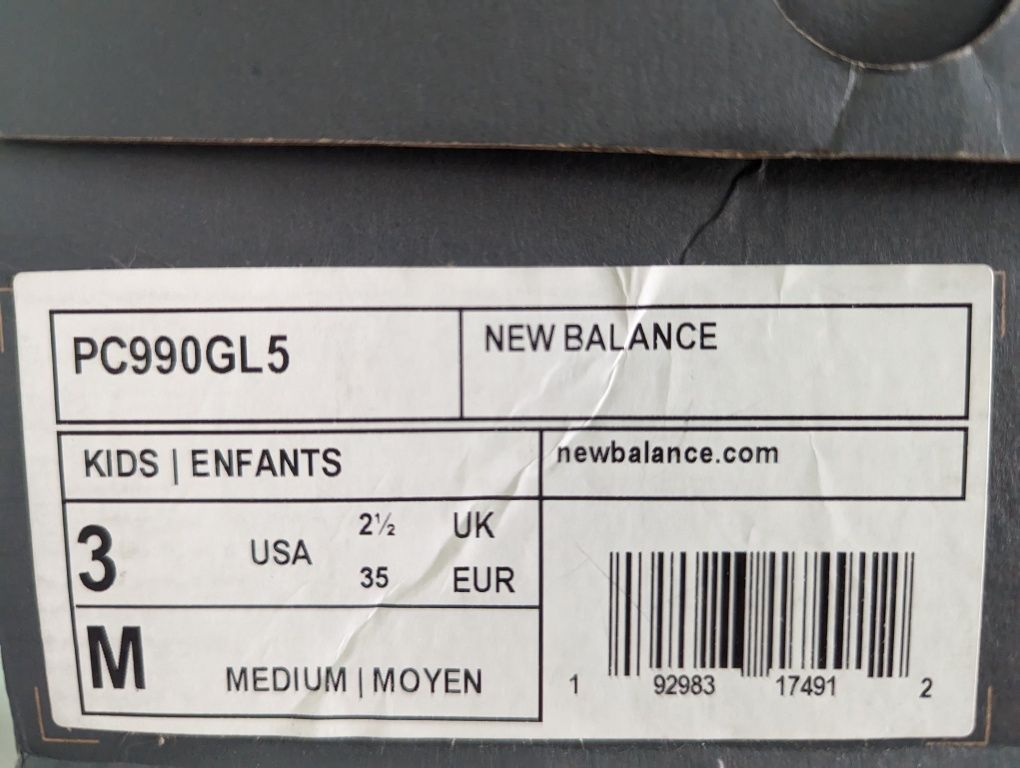 Дитячі кросівки NEW BALANCE 990V5 Оригінал розмір 35