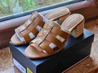 Eleganckie klapki TOMMY HILFIGER sandały skóra naturalna 38 DB814 NOWE
