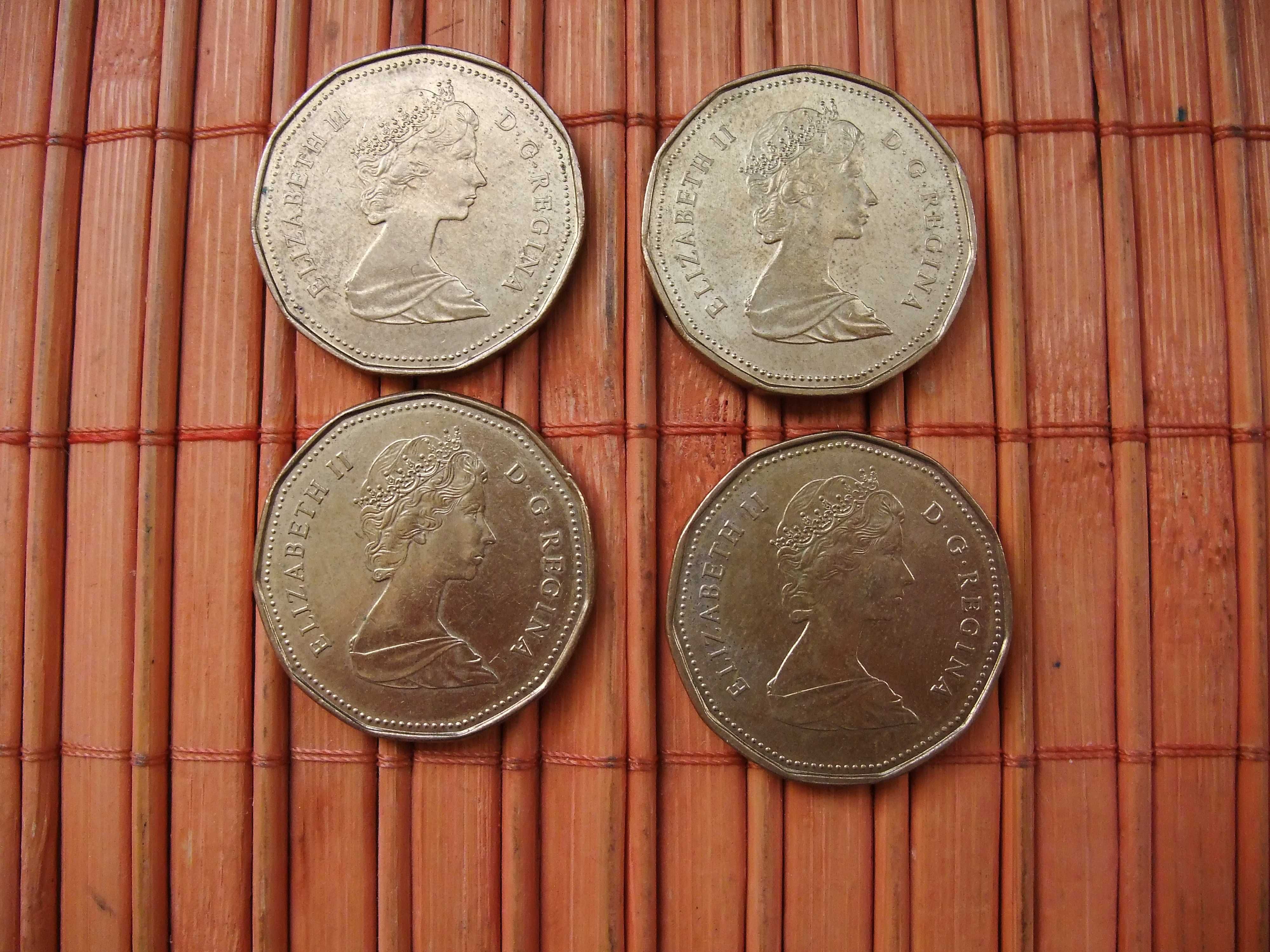 Канада 1 доллар 1987 2 шт и 1989 2 шт