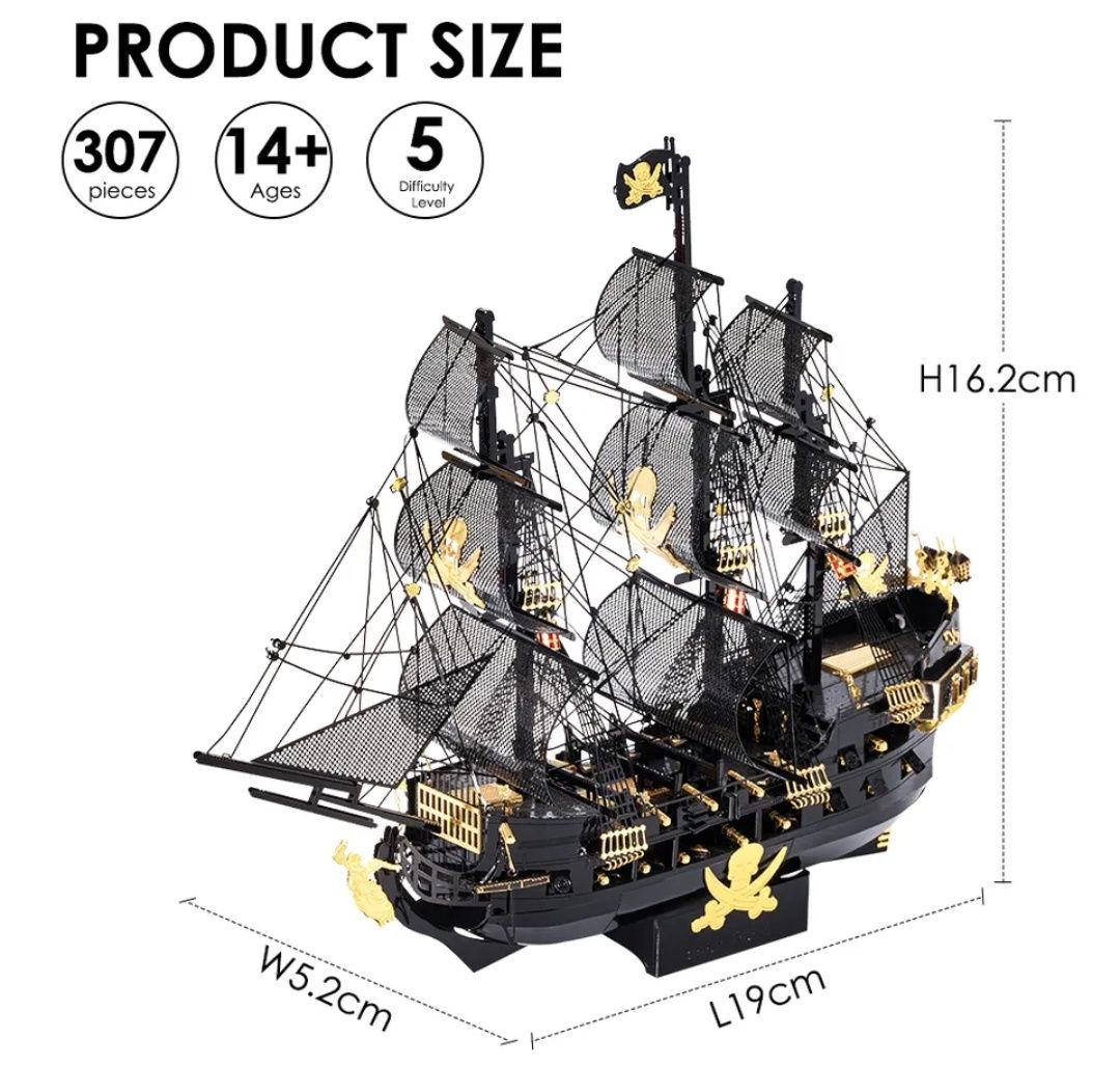 Металлический 3D пазл Пираты "Корабль Чёрная Жемчужина", 307 дет.