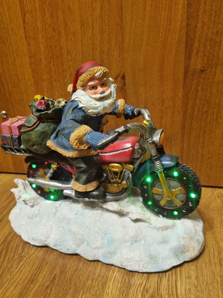 Mikołaj na motocyklu figurka swiecaca