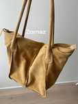 Torba zamszowa skóra naturalna camel shopper na ramię