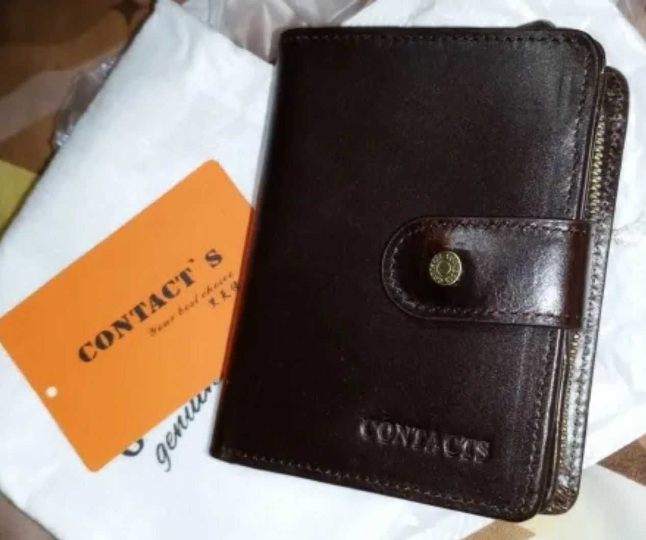 Гаманець Contact'S , кожаный мужской кошелек, портмоне