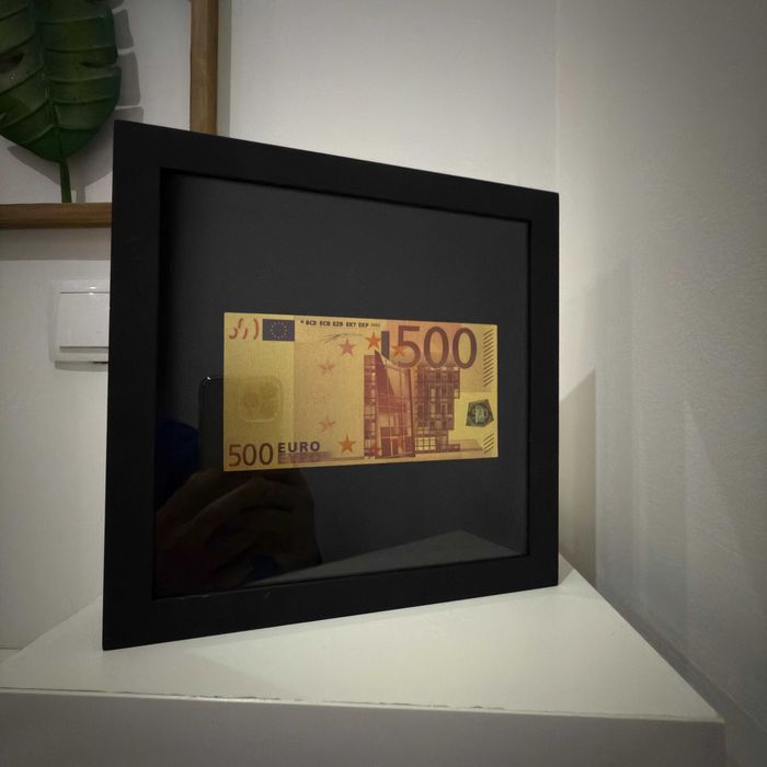 Quadro Decorativo - 25x25cm - Nota de 500 Ouro