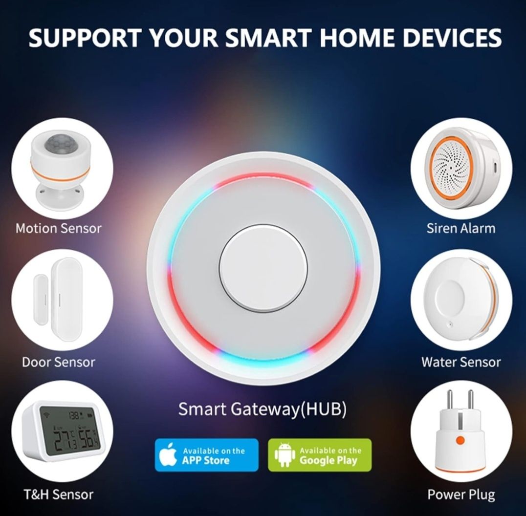 Zigbee Gateway Hub, podświetlenie LED, bramka WiFi 2,4 GHz