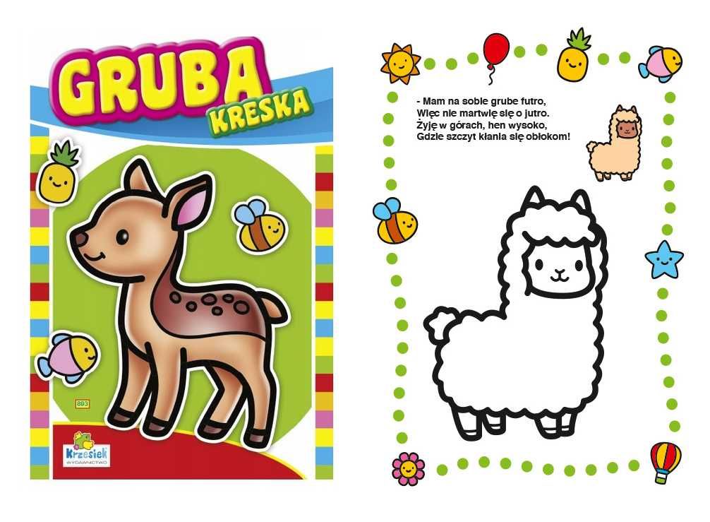 Kolorowanka z wierszykami Gruba Kreska sarenka