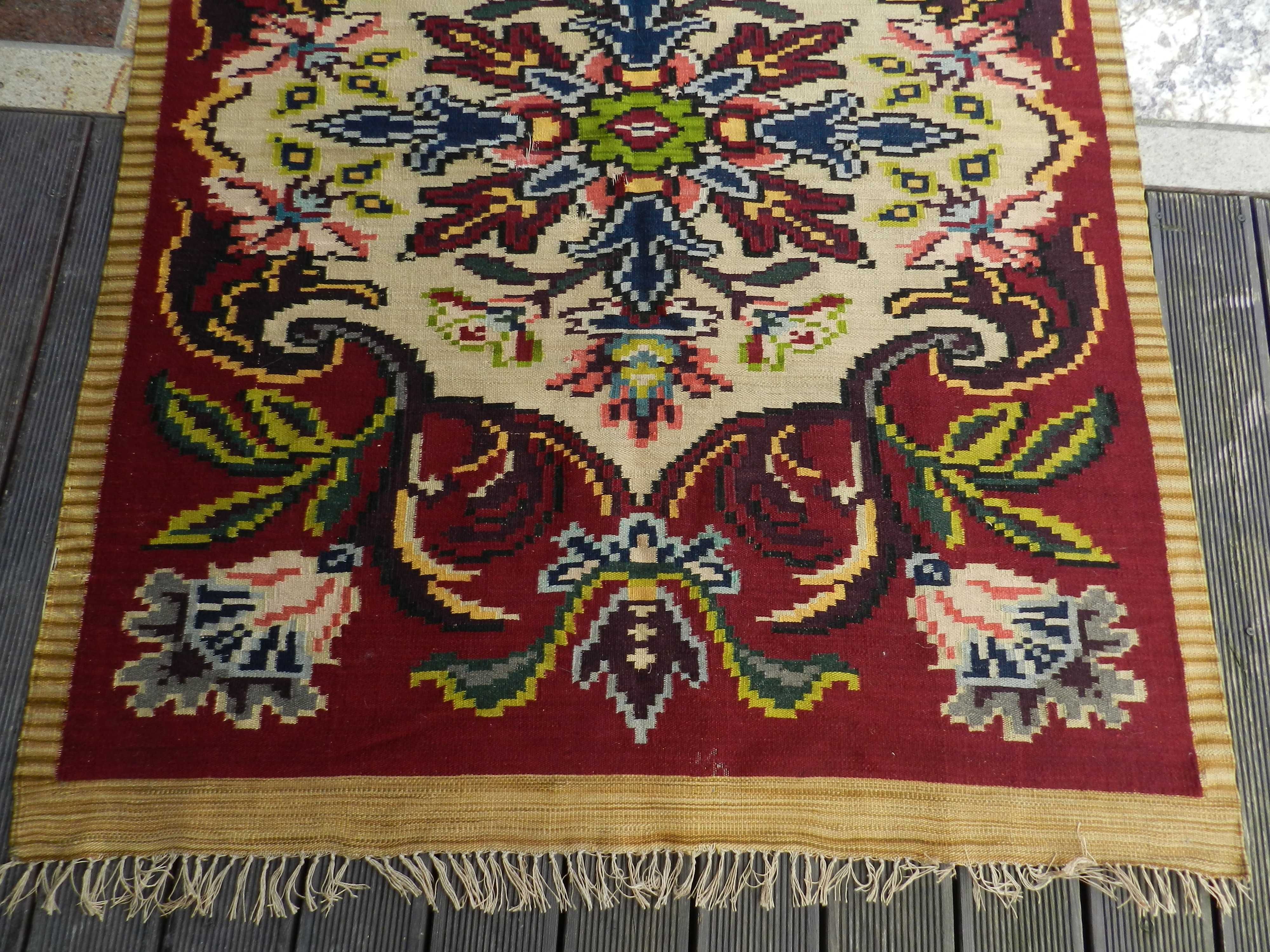 Przedwojenny kolorowy  ludowy kilim  195x145  kresy  II RP