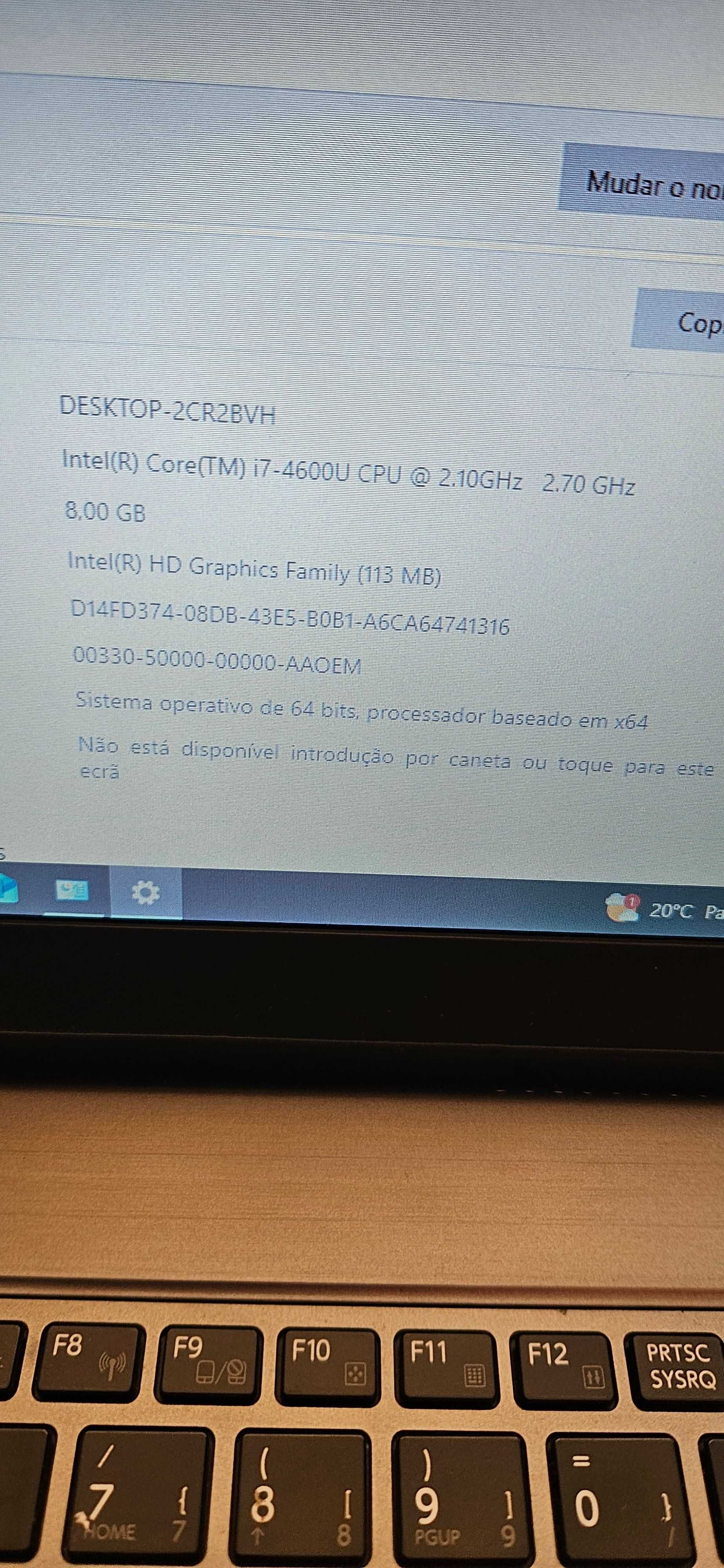 Portátil Toshiba i7 240GB 8GB RAM WIN 10 PRO