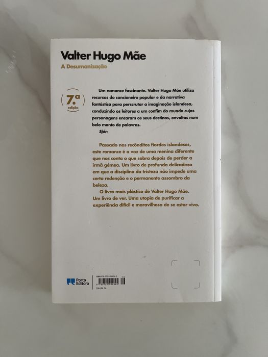 Livro A Desumanização de Walter Hugo Mãe