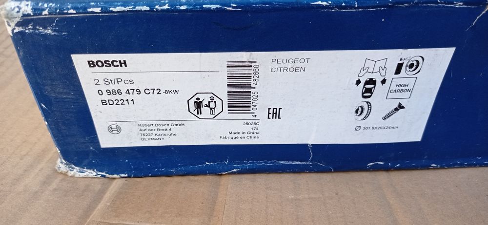 Disco de travão BOSCH frente Novo