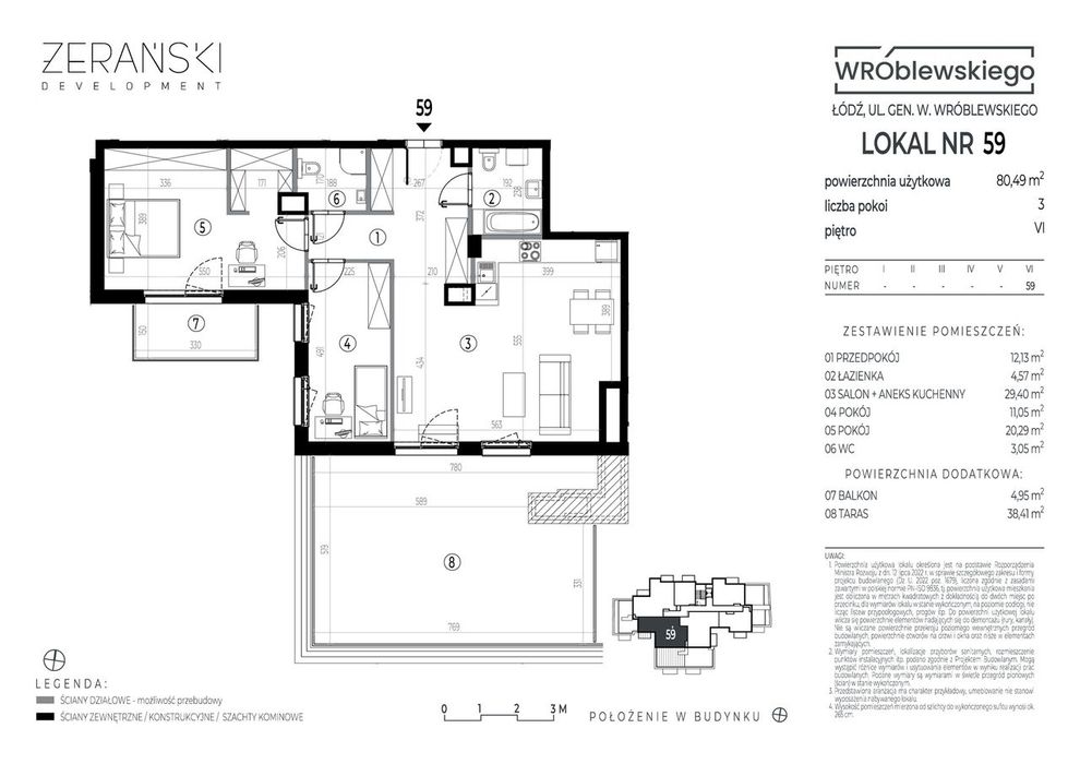 Mieszkanie z prawie 40-metrowym tarasem na siódmej kondygnacji