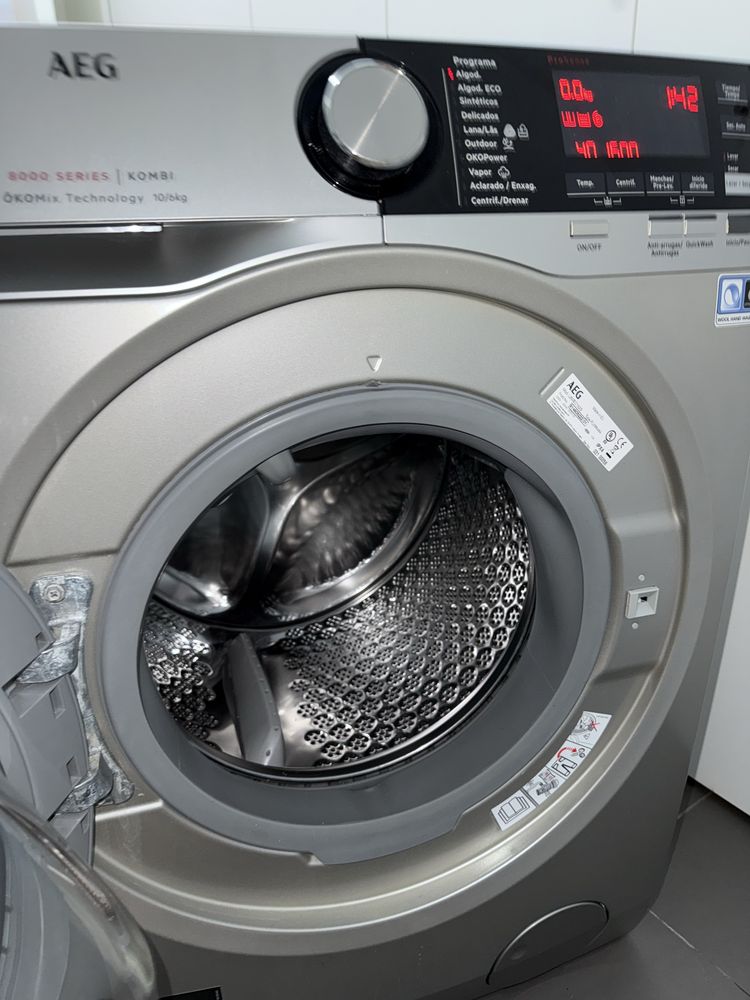 Maquina AEG lavar e secar 10Kg cinza prateada