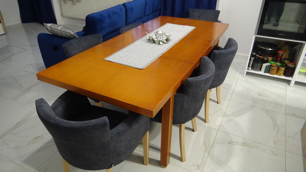 Stół drewniany, bukowy 142(202)x92x77