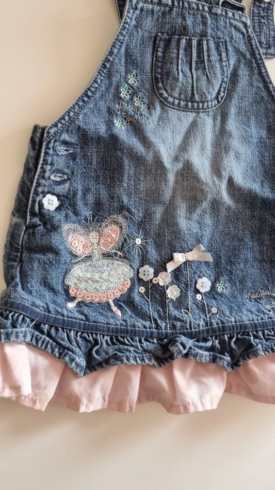 Sukienka jeansowa jeans zapinana na guziczki dla niemowlaka 62 68 74