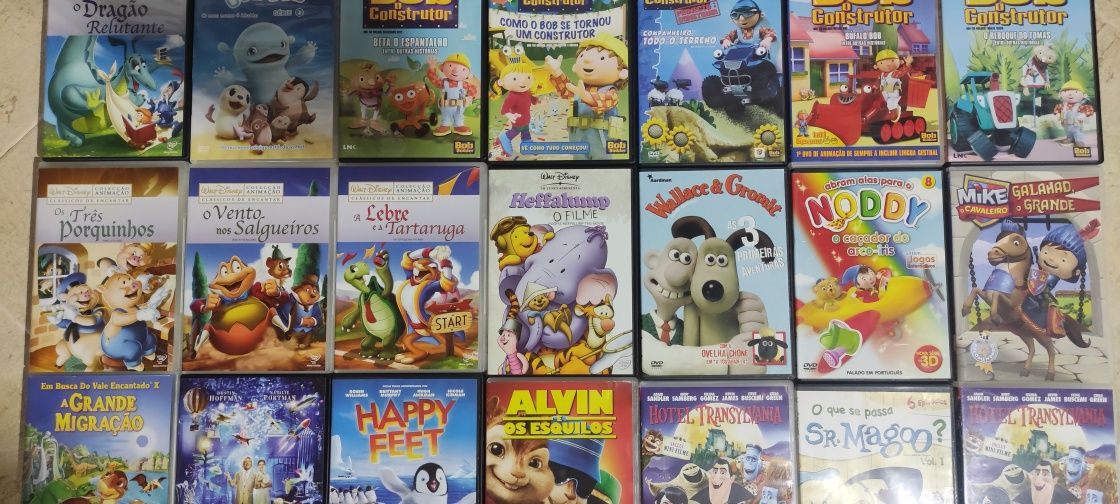 Vários filmes em DVDs para bebê criança Panda,bob o cronstrutor,Noddy