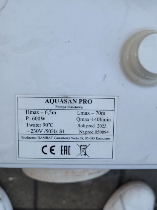 pompa toaletowa aquasan pro; Pompa do WC AQUASAN