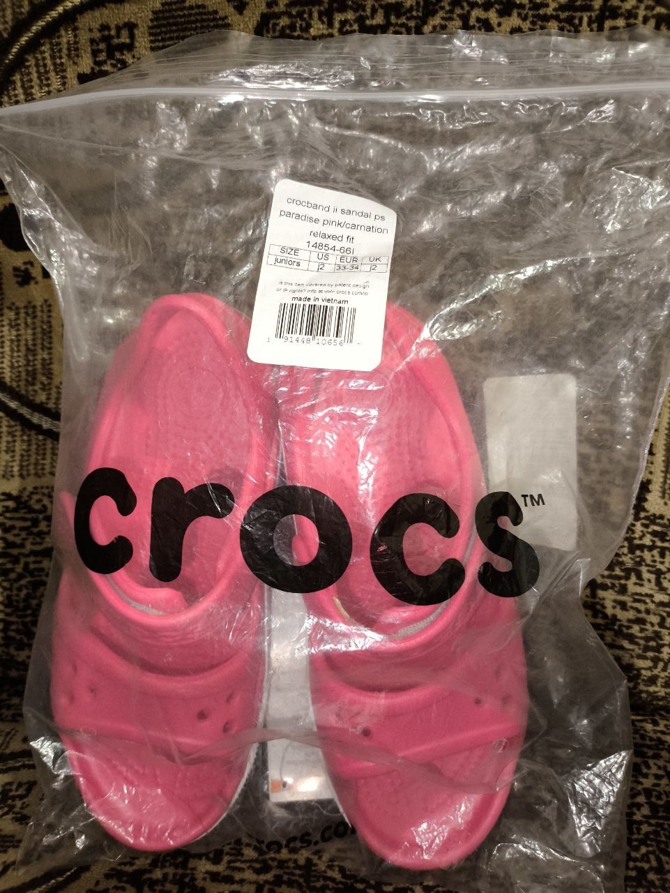 Сандалии Crocs Kids Crocband II Sandal Paradise 14854-66I-C9 Розовы