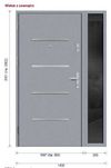 Drzwi metalowe ERKADO Thermo Hot 88 wymiar 90 (1087x2101mm)  szary