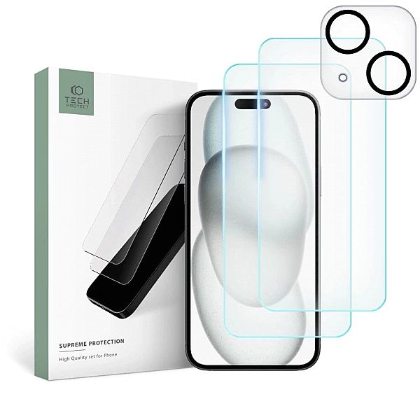 Zestaw Tech-Protect Supreme Set na iPhone 15/2x szkło hartowane na wyś