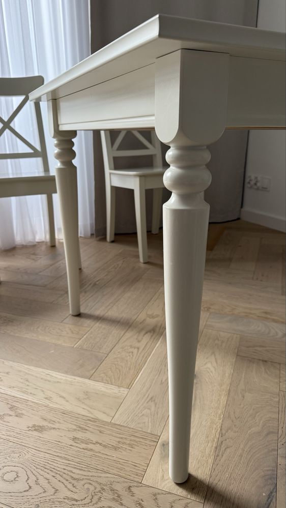 Stół INGATORP krzesło x6 INGOLF białe IKEA stan jak NOWY!