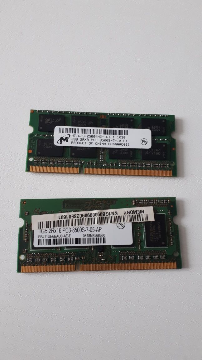 Pamięć Ram DDR 3 SODIMM 2GB+1GB (2GB 2RX8 PC3-8500S-7-10-F1)