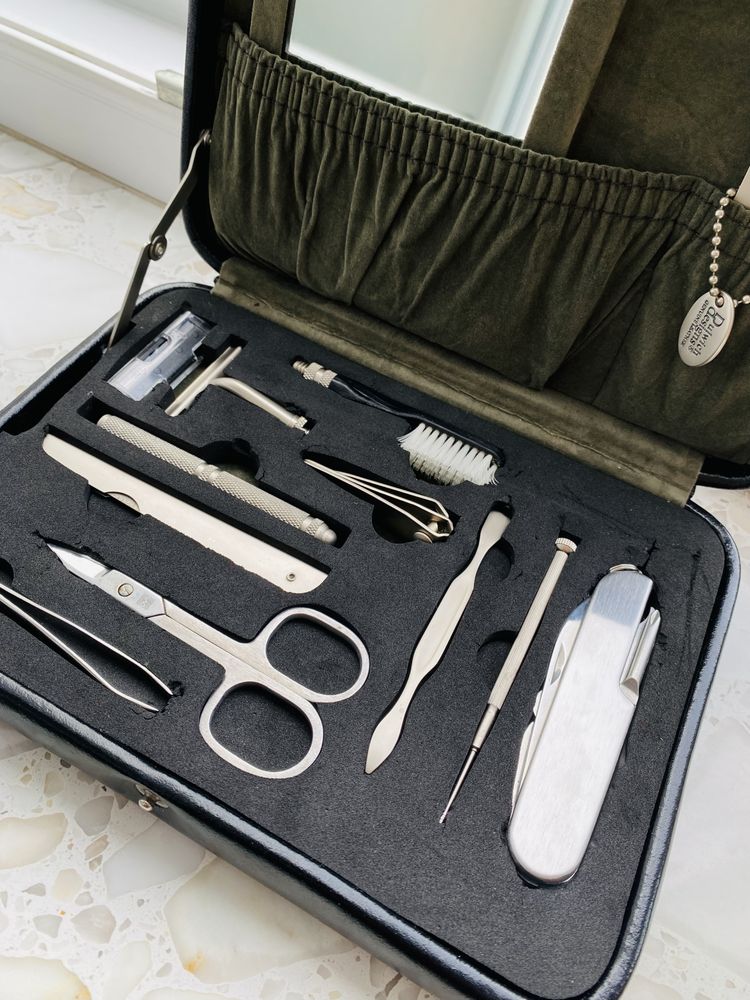 Dulwich Designs Genuine Leather Box Męski zestaw do golenia/podróży