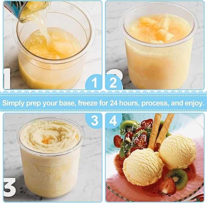 NInja Cream 4 pojemniki na lód na desery z pokrywką  4 łyżeczki NOWE