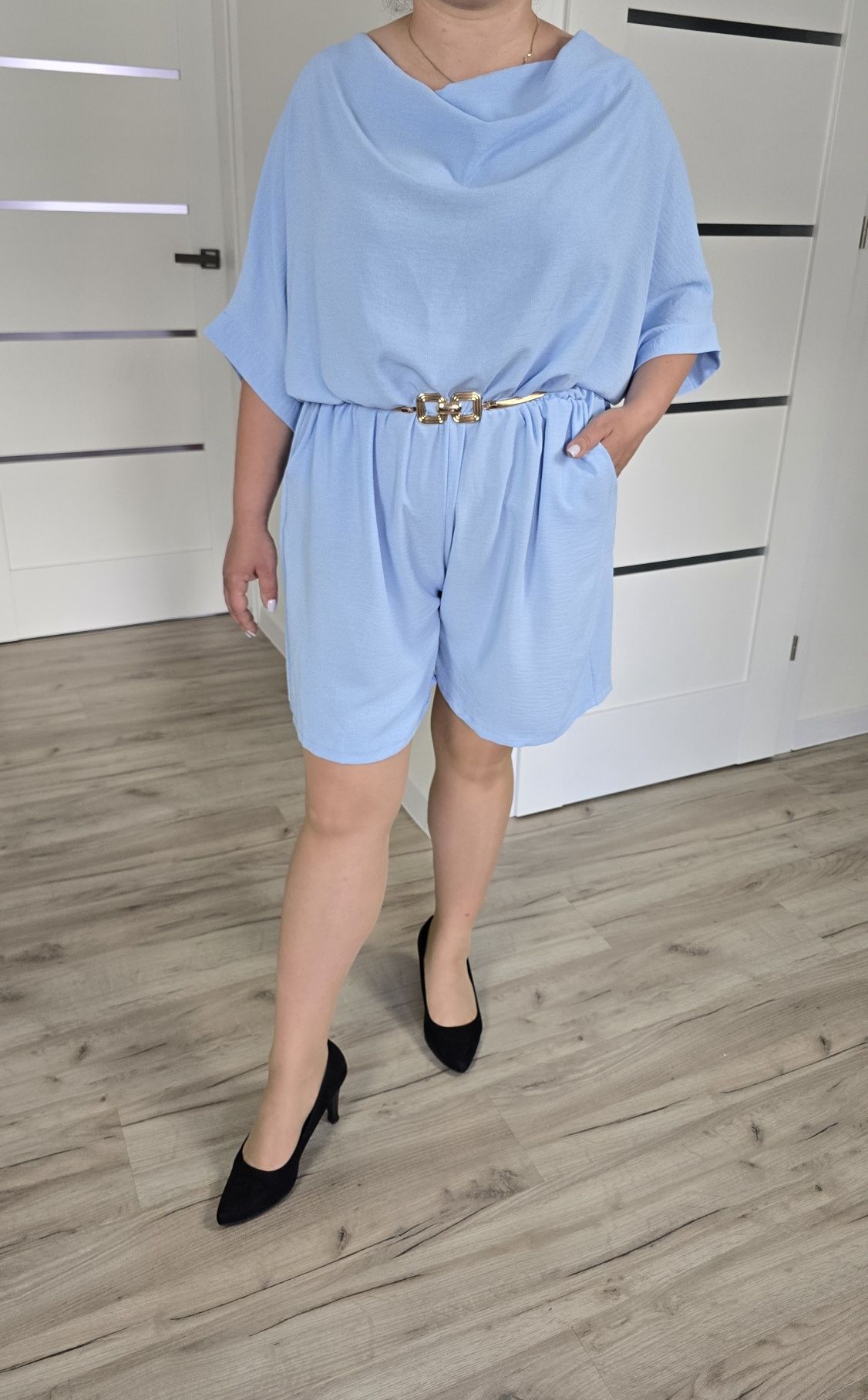 Kombinezon plus size błękitny